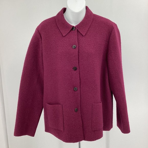 Vintage Land's End Women 100% Wool Long Sleeves Buttoned Cardigan Pink Size 14 - Picture 1 of 8
